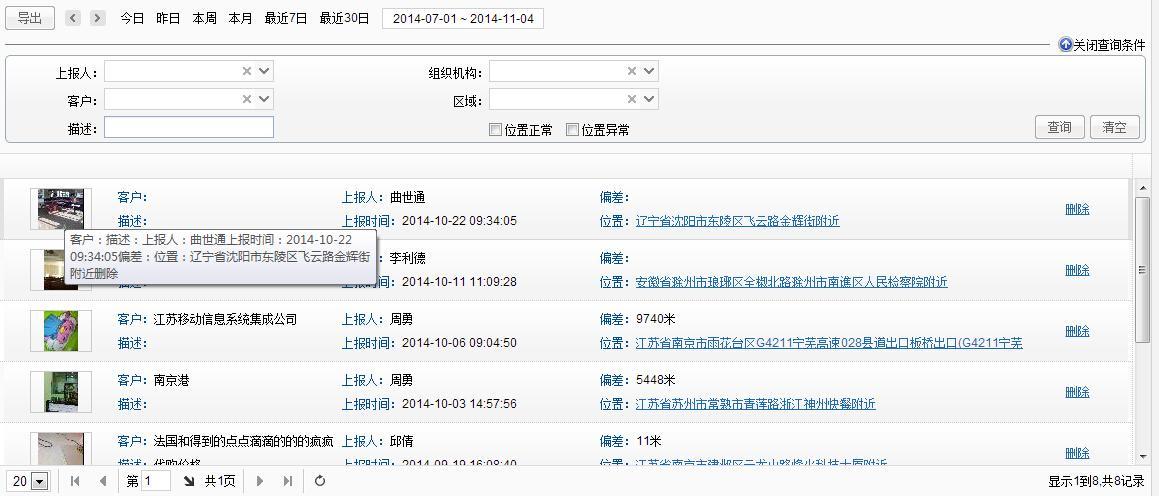 外勤人员现场拍照情况